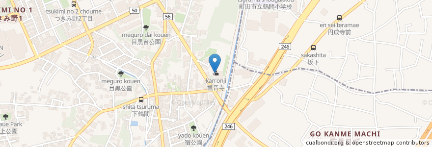 Mapa de ubicacion de 観音寺 en ژاپن, 神奈川県.