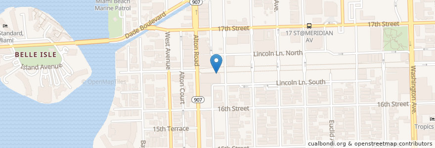 Mapa de ubicacion de Doraku Sushi en Amerika Syarikat, Florida, Miami-Dade County, Miami Beach.