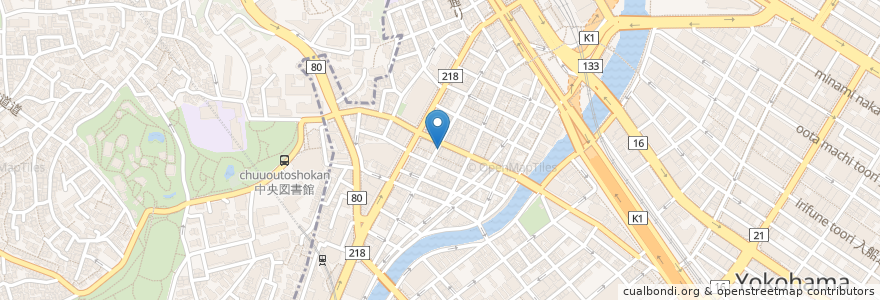 Mapa de ubicacion de CAFE KALDI en Japón, Prefectura De Kanagawa, Yokohama, Barrio Naka, Barrio Nishi.