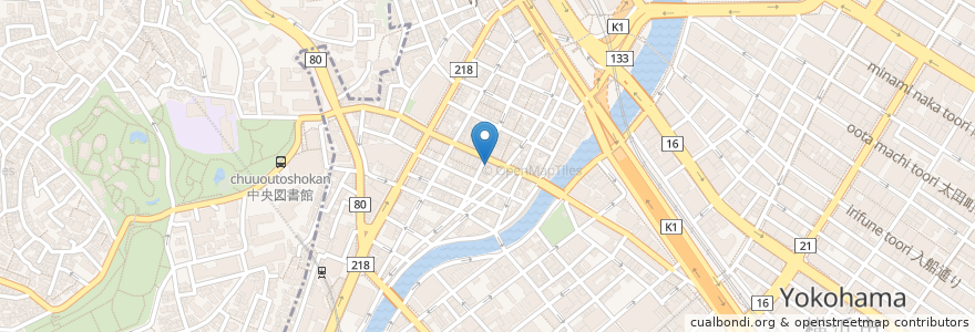 Mapa de ubicacion de 野毛一番街 en Japon, Préfecture De Kanagawa, 横浜市, 中区.