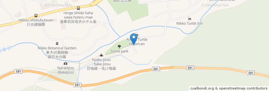 Mapa de ubicacion de 含満の茶屋 en Japonya, 栃木県, 日光市.