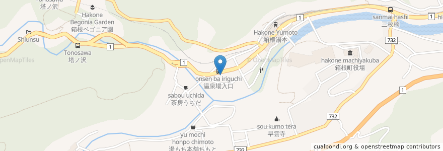 Mapa de ubicacion de さがみ信用金庫 湯本支店 en 日本, 神奈川縣, 足柄下郡, 箱根町.