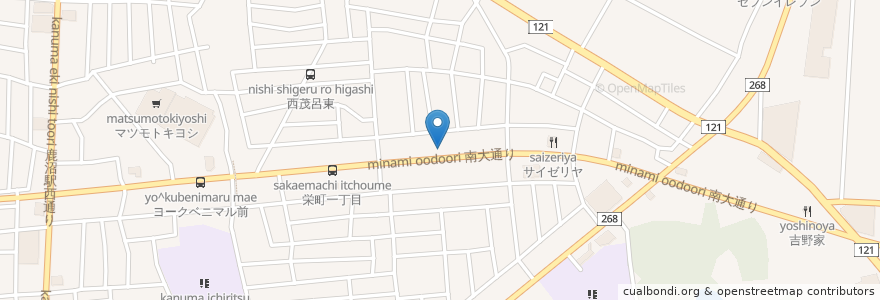 Mapa de ubicacion de すき家 en 日本, 栃木県, 鹿沼市.