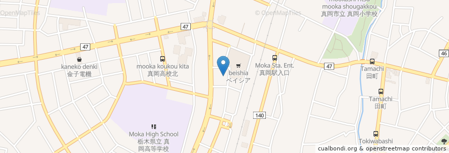 Mapa de ubicacion de 餃子みんみん en Japan, Tochigi Prefecture, Mooka.