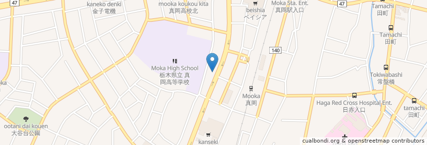 Mapa de ubicacion de ココ壱番屋 en 日本, 栃木県, 真岡市.