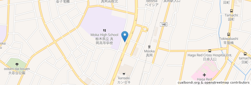 Mapa de ubicacion de モスバーガー en اليابان, 栃木県, 真岡市.
