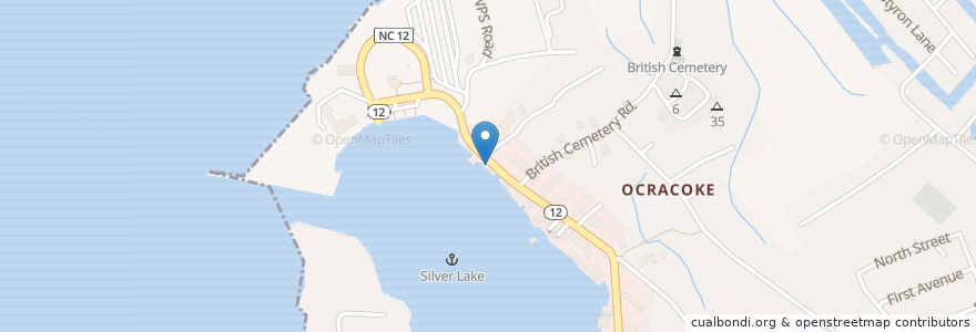 Mapa de ubicacion de SmacNally's en アメリカ合衆国, ノースカロライナ州, Hyde County, Ocracoke.