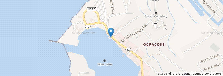 Mapa de ubicacion de Wheel Fun en Amerika Birleşik Devletleri, Kuzey Karolina, Hyde County, Ocracoke.
