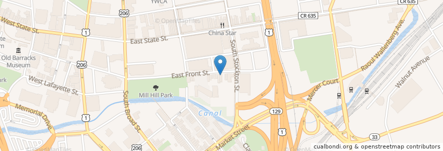 Mapa de ubicacion de Thomasena's Restaurant en Verenigde Staten, New Jersey, Mercer County, Trenton.