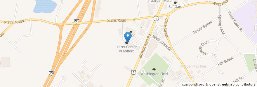 Mapa de ubicacion de Multicare Medical Center en Estados Unidos De América, Connecticut, New Haven County, Milford.