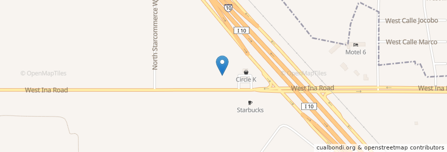 Mapa de ubicacion de Denny's en United States, Arizona, Pima County, Marana.