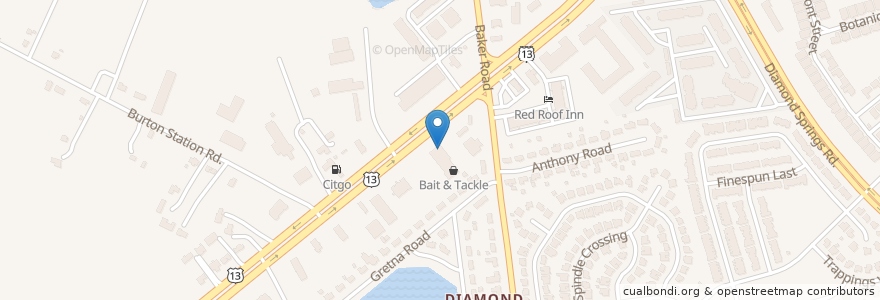 Mapa de ubicacion de Rooster's Cafe en Amerika Syarikat, Virginia, Virginia Beach.