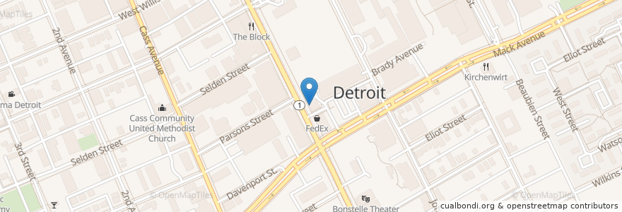 Mapa de ubicacion de Bank of America en アメリカ合衆国, ミシガン州, Wayne County, Detroit.