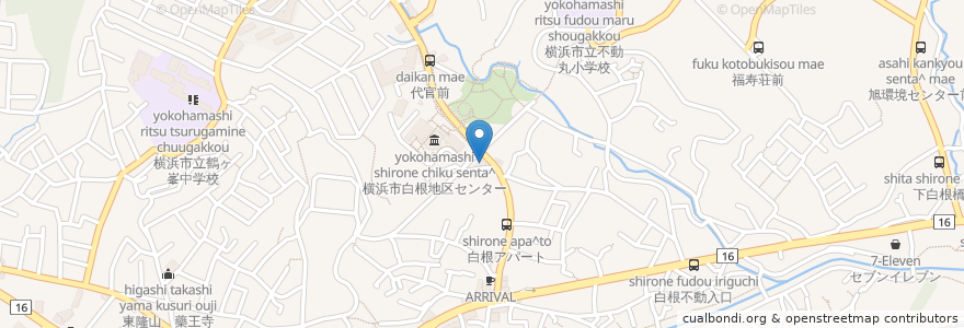 Mapa de ubicacion de 白根福音教会 en اليابان, كاناغاوا, 横浜市, 旭区.