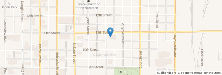 Mapa de ubicacion de Iglesia Cristiana en Estados Unidos De América, Iowa, Woodbury County, Sioux City.