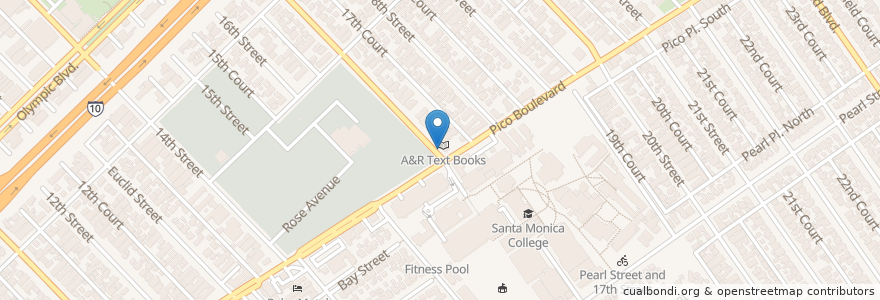 Mapa de ubicacion de SMC and 17th Street en アメリカ合衆国, カリフォルニア州, Los Angeles County.