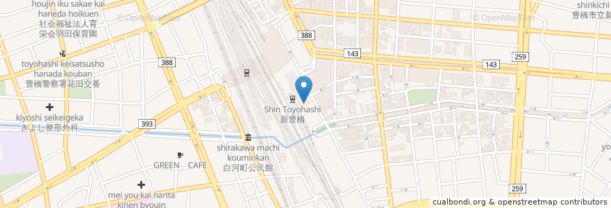 Mapa de ubicacion de スガキヤ en ژاپن, 愛知県, 豊橋市.