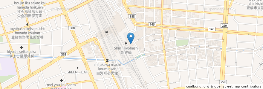Mapa de ubicacion de はなまるうどん en 日本, 愛知県, 豊橋市.