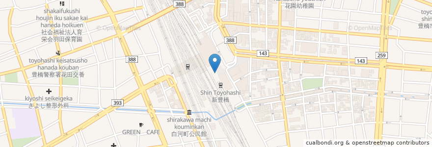 Mapa de ubicacion de 東海労働金庫　豊鉄新豊橋駅 ATM en Japonya, 愛知県, 豊橋市.