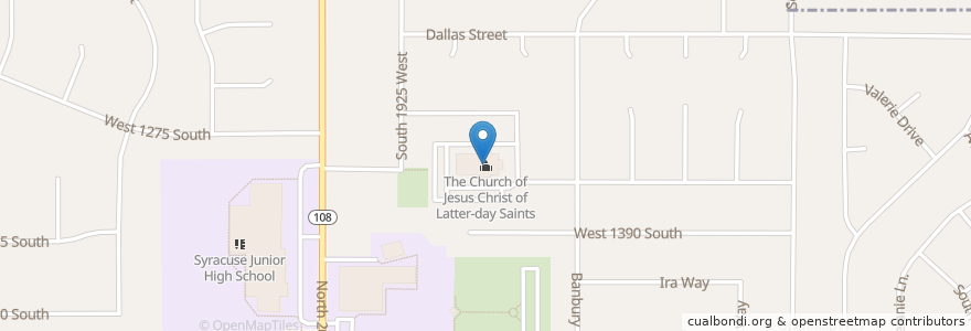 Mapa de ubicacion de The Church of Jesus Christ of Latter-day Saints en 미국, 유타 주, Davis County, Syracuse.