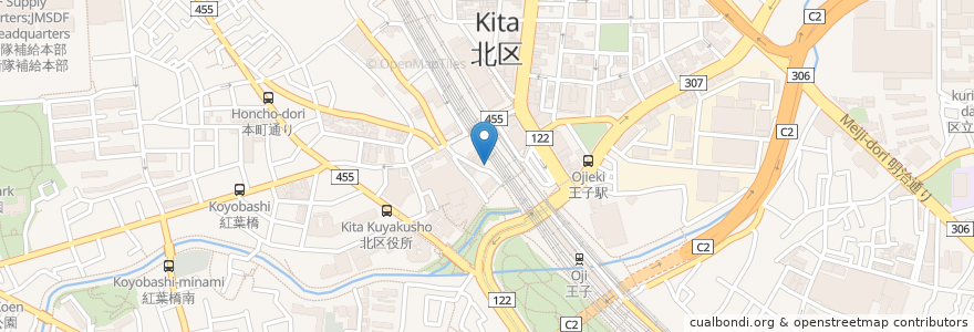 Mapa de ubicacion de ユアーズパーキング王子駅前 en Japonya, 東京都, 北区.