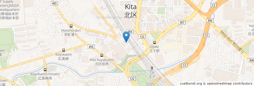 Mapa de ubicacion de 珈琲館 en Jepun, 東京都, 北区.