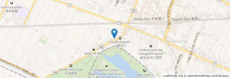 Mapa de ubicacion de 保久良珈琲店 en اليابان, 東京都, 武蔵野市.