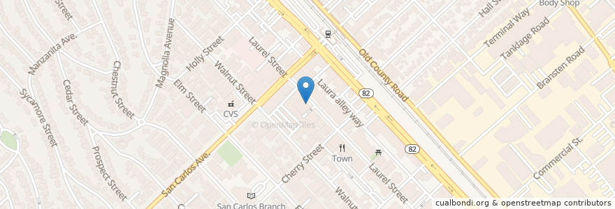 Mapa de ubicacion de Wells Fargo en 미국, 캘리포니아주, San Mateo County, San Carlos.