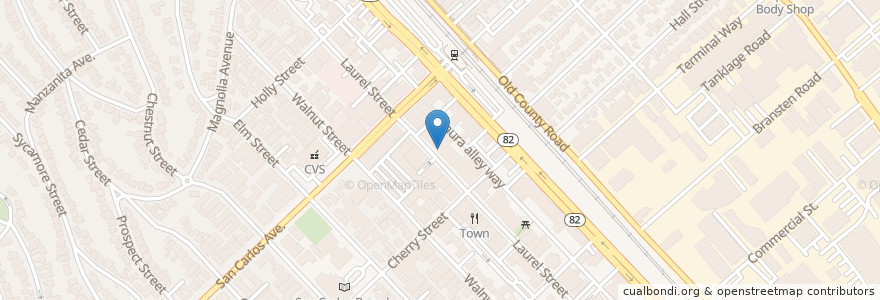 Mapa de ubicacion de Siamese Kitchen en United States, California, San Mateo County, San Carlos.