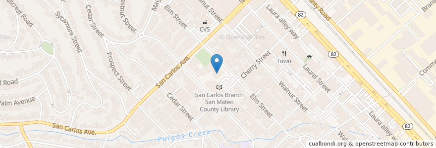 Mapa de ubicacion de San Carlos Police Station en ایالات متحده آمریکا, کالیفرنیا, San Mateo County, San Carlos.