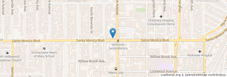 Mapa de ubicacion de A Bus Stop Cafe en ایالات متحده آمریکا, کالیفرنیا, Los Angeles County, لوس آنجلس.