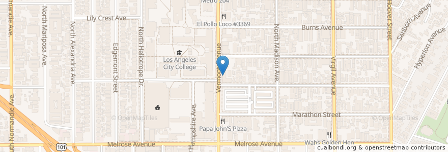Mapa de ubicacion de Golfo De Fonseca Restaurant en アメリカ合衆国, カリフォルニア州, Los Angeles County, ロサンゼルス.