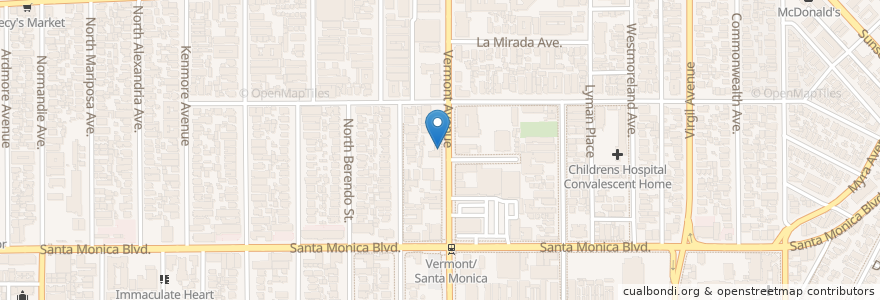 Mapa de ubicacion de Monalizza Restaurant en アメリカ合衆国, カリフォルニア州, Los Angeles County, ロサンゼルス.