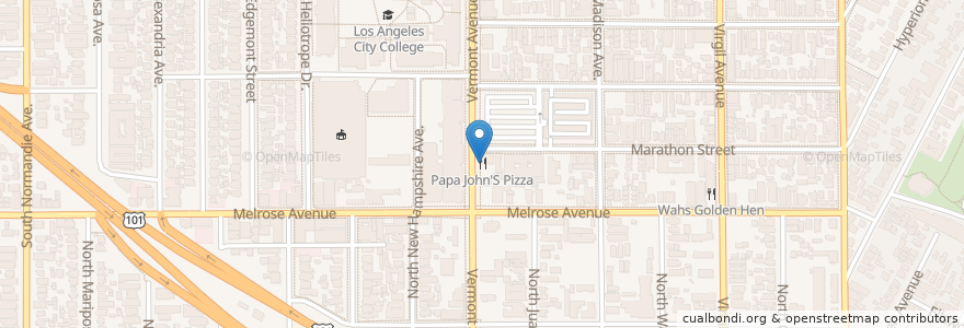 Mapa de ubicacion de Papa John's en ایالات متحده آمریکا, کالیفرنیا, Los Angeles County, لوس آنجلس.