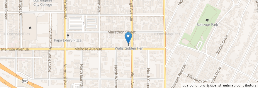 Mapa de ubicacion de Wah's Golden Hen en Estados Unidos De América, California, Los Angeles County, Los Ángeles.