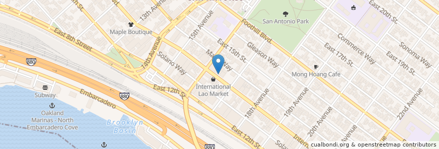 Mapa de ubicacion de Oakland Coffee Shop en United States, California, Alameda County, Oakland.