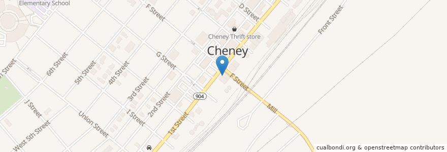 Mapa de ubicacion de Monterey Pub N Grub en United States, Washington, Spokane County, Cheney.