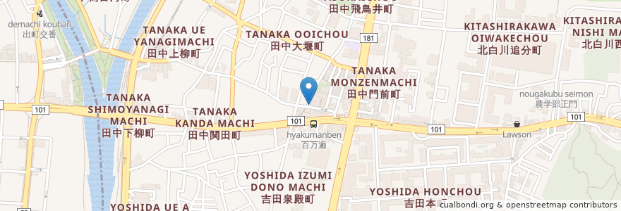 Mapa de ubicacion de ミリオン en 日本, 京都府, 京都市, 左京区.