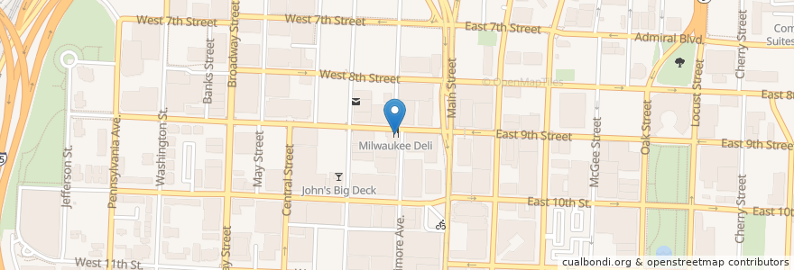 Mapa de ubicacion de Milwaukee Deli en United States, Missouri, Kansas City, Jackson County.