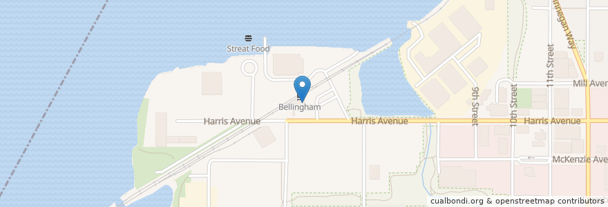 Mapa de ubicacion de Bellingham Fairhaven en Estados Unidos Da América, Washington, Whatcom County, Bellingham.