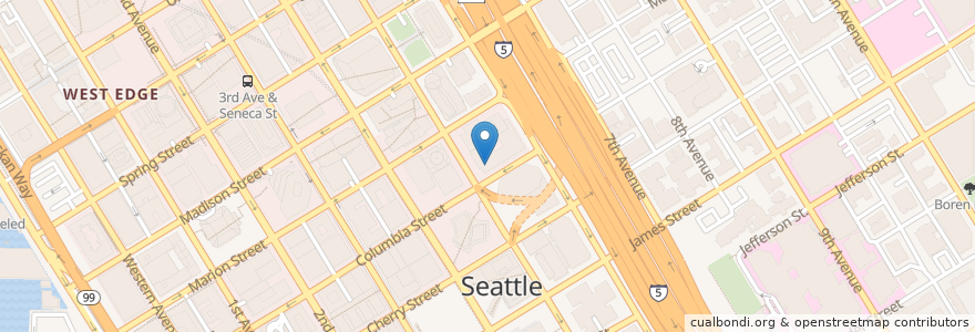 Mapa de ubicacion de Starbucks en Verenigde Staten, Washington, King County, Seattle.