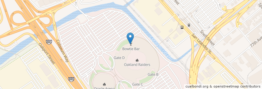 Mapa de ubicacion de Bowtie Bar en United States, California, Alameda County, Oakland.