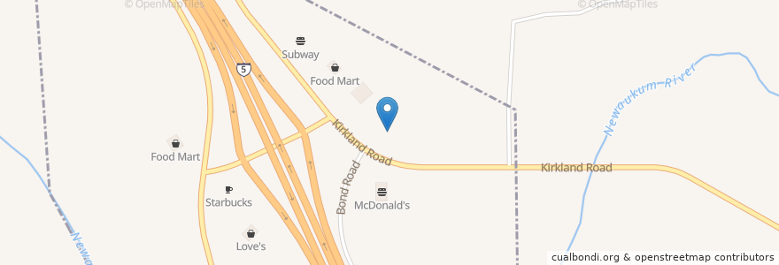 Mapa de ubicacion de Burger King en Amerika Syarikat, Washington, Lewis County, Napavine City Limit.