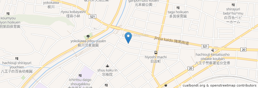 Mapa de ubicacion de 日吉八王子神社 en Japan, 東京都, 八王子市.