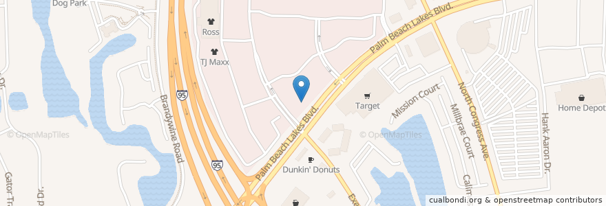 Mapa de ubicacion de Starbucks en 미국, 플로리다주, Palm Beach County, West Palm Beach.