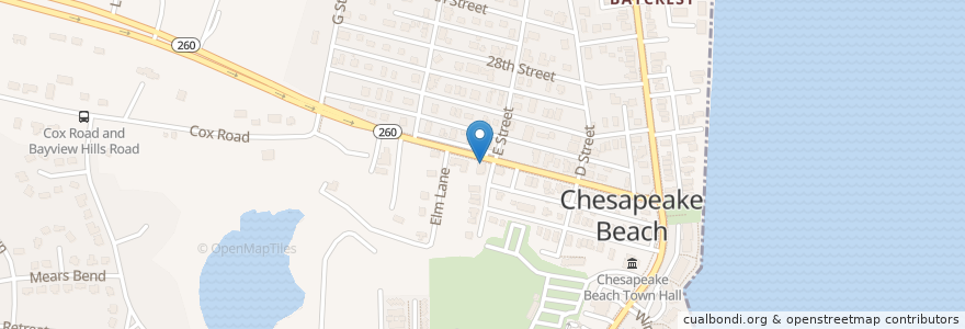 Mapa de ubicacion de Papa John's en 미국, 메릴랜드, Calvert County, Chesapeake Beach.