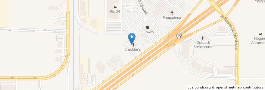 Mapa de ubicacion de Cheddar's en Estados Unidos Da América, Novo México, Bernalillo County, Albuquerque.