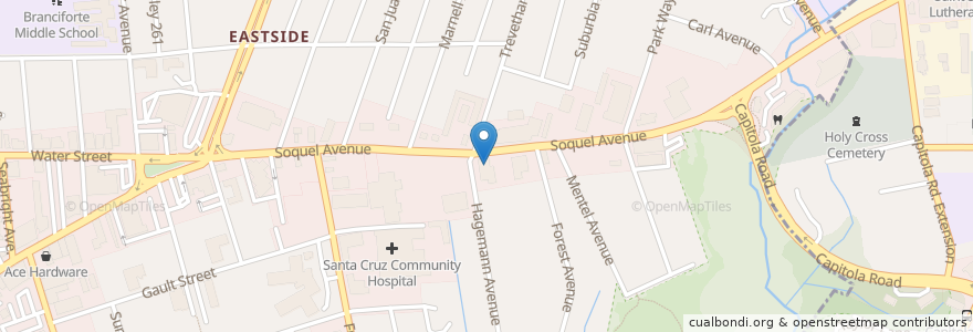 Mapa de ubicacion de Akira en Amerika Syarikat, California, Santa Cruz County, Santa Cruz.