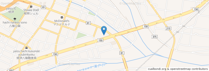 Mapa de ubicacion de すき家 en Japan, 静岡県, 焼津市.