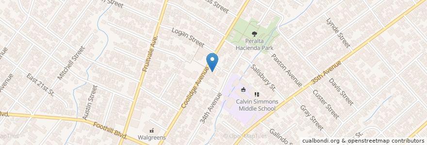 Mapa de ubicacion de Patten Academy en Vereinigte Staaten Von Amerika, Kalifornien, Alameda County, Oakland.